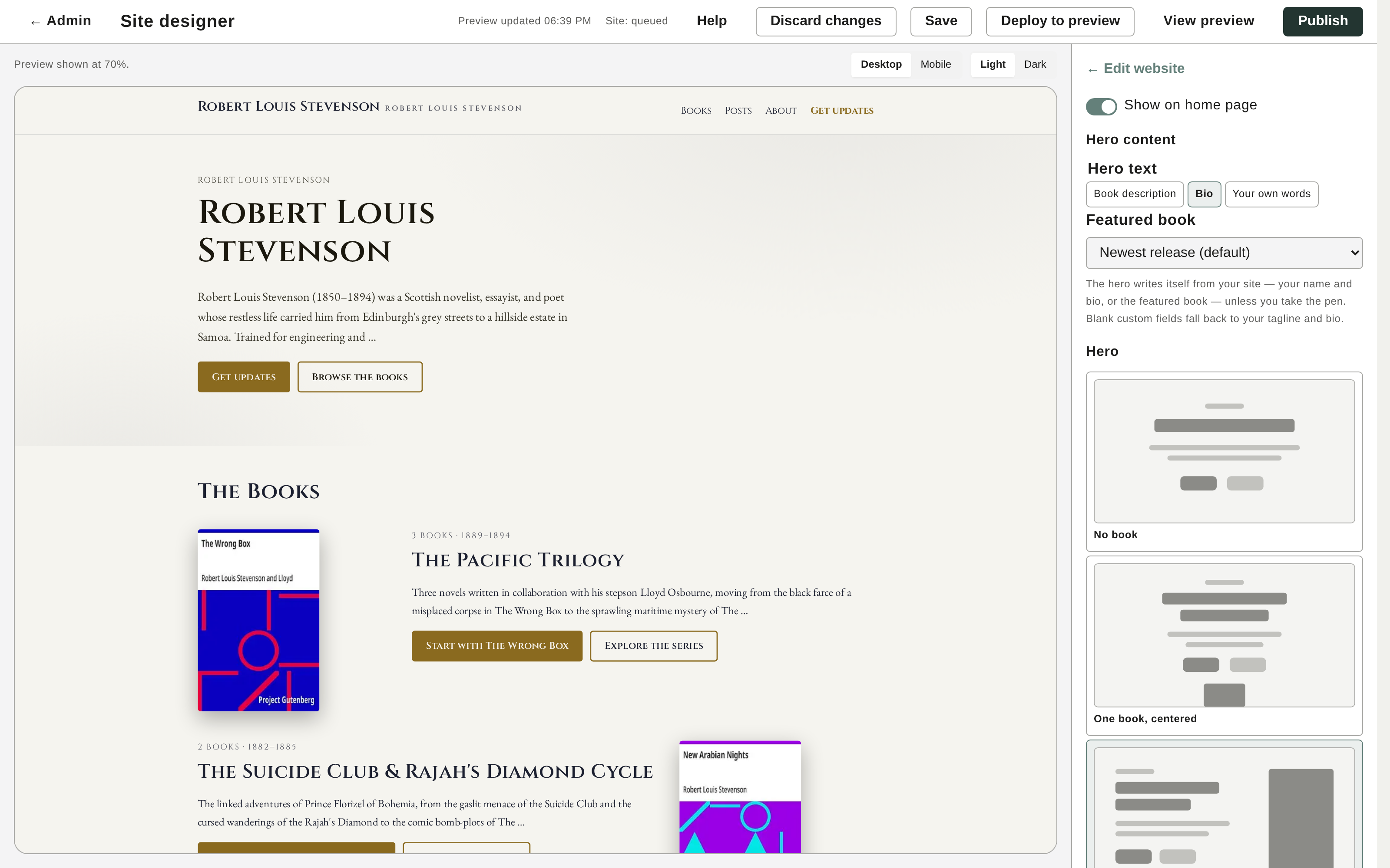 Arranging the home page's hero section