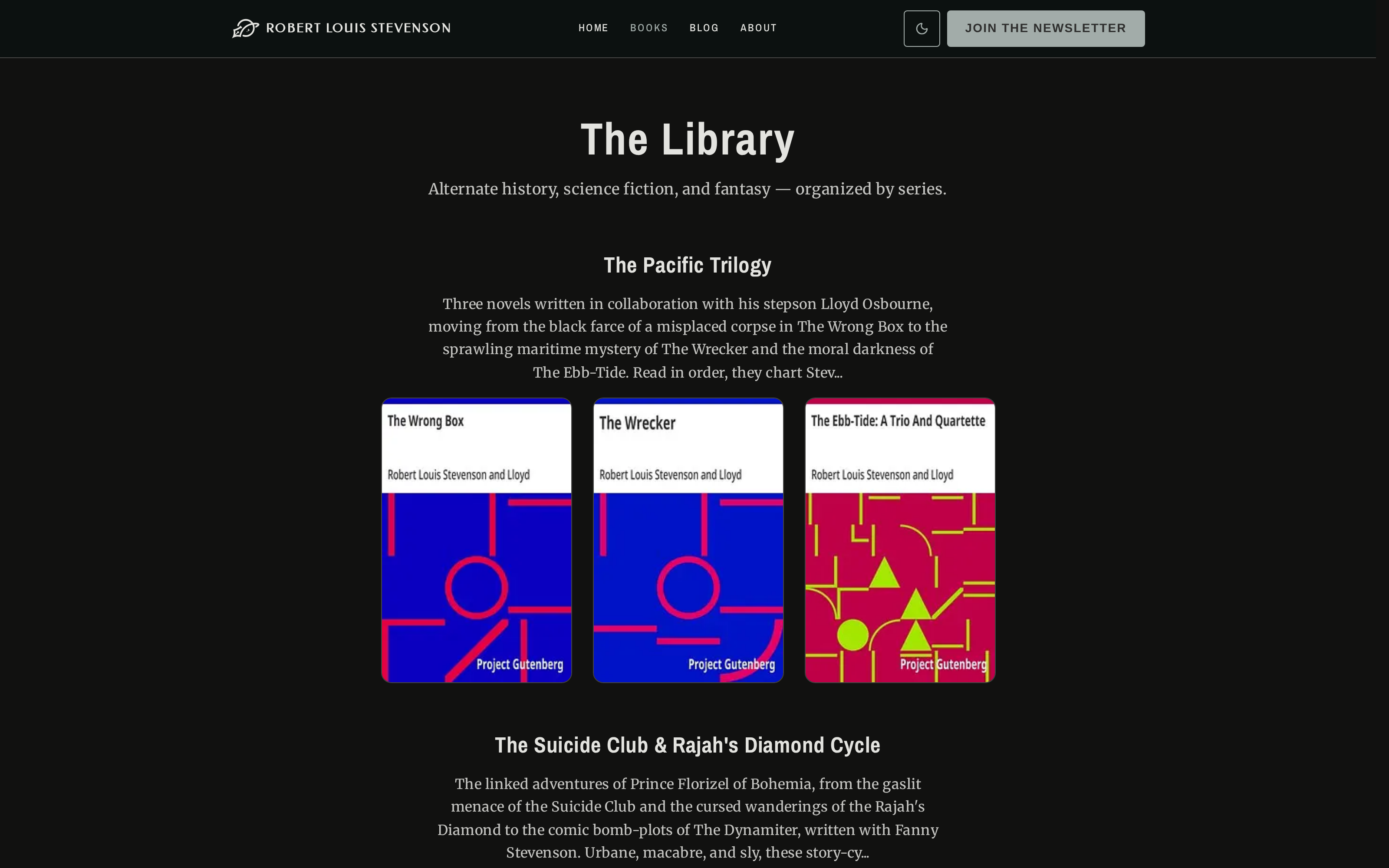 The reader-facing catalog — light pages that load fast