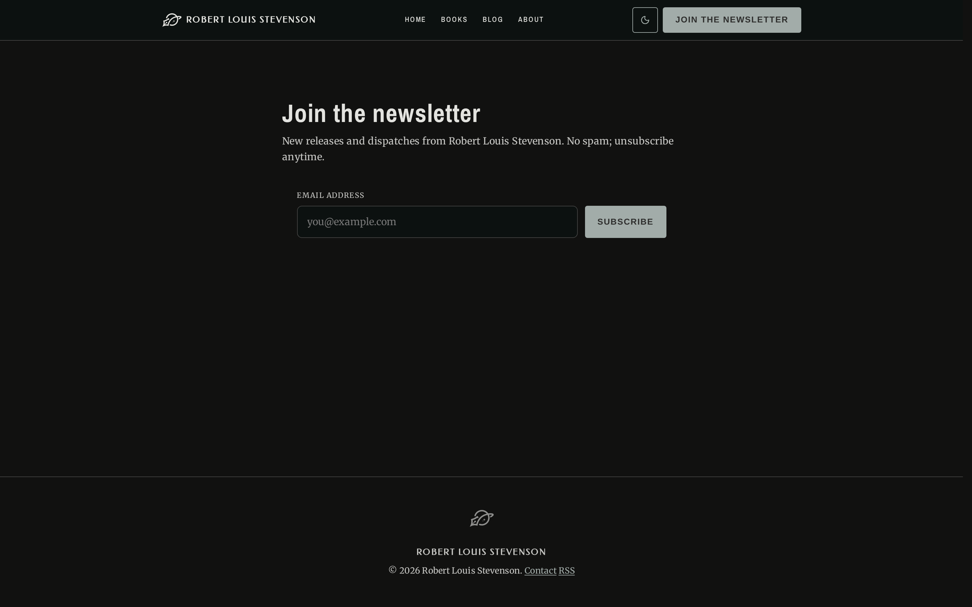 The newsletter signup on an author's site